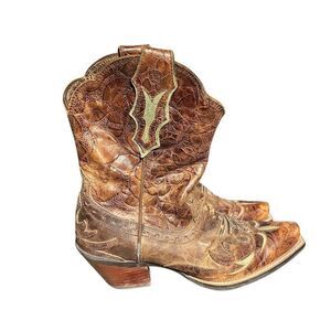 Ariat Women's Dahlia Western Boots Brown Floral‎ Stitching Size 6.5B
